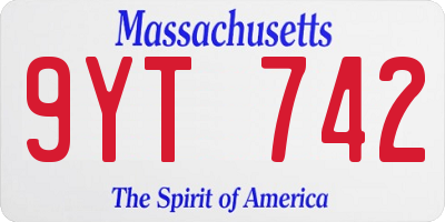 MA license plate 9YT742