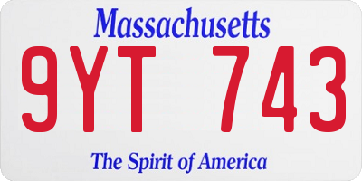 MA license plate 9YT743