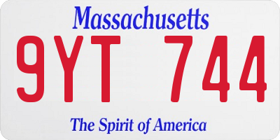 MA license plate 9YT744