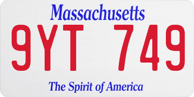 MA license plate 9YT749