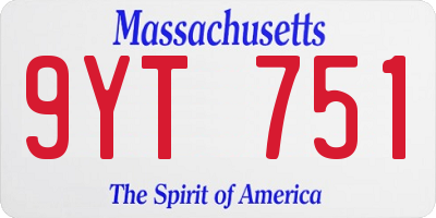 MA license plate 9YT751