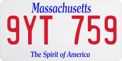 MA license plate 9YT759