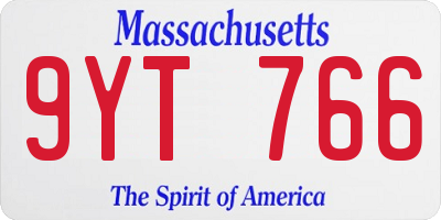 MA license plate 9YT766