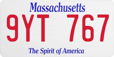 MA license plate 9YT767
