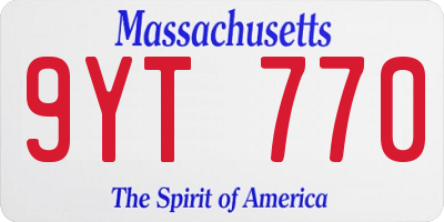 MA license plate 9YT770