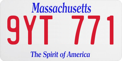 MA license plate 9YT771