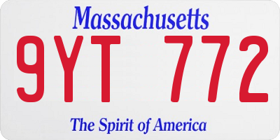 MA license plate 9YT772