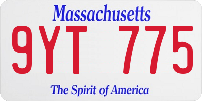 MA license plate 9YT775