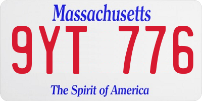 MA license plate 9YT776