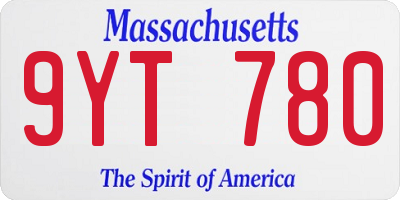 MA license plate 9YT780