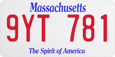 MA license plate 9YT781