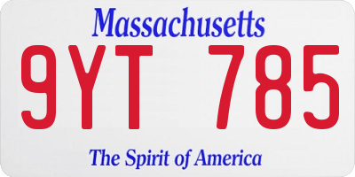 MA license plate 9YT785