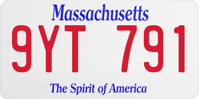 MA license plate 9YT791
