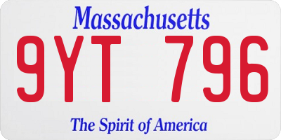 MA license plate 9YT796
