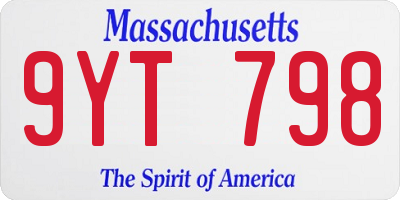 MA license plate 9YT798