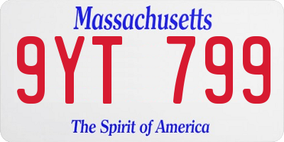MA license plate 9YT799