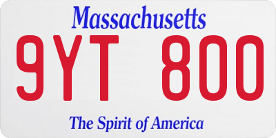 MA license plate 9YT800