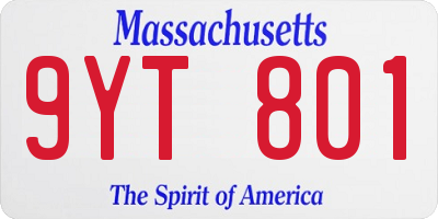 MA license plate 9YT801