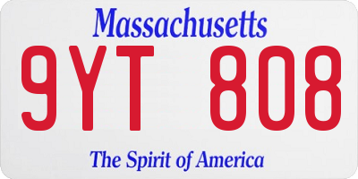 MA license plate 9YT808