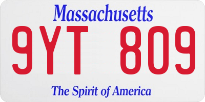 MA license plate 9YT809