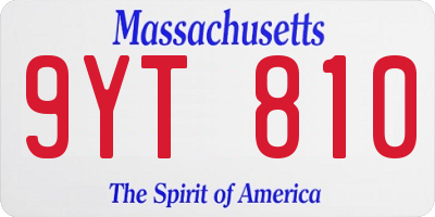 MA license plate 9YT810