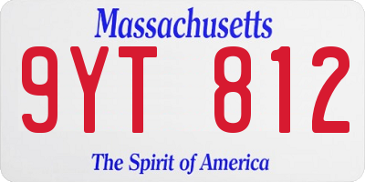 MA license plate 9YT812