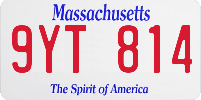 MA license plate 9YT814