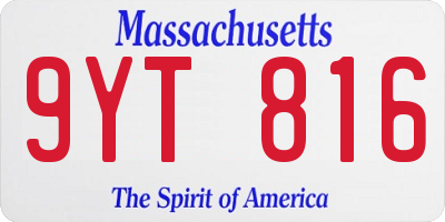 MA license plate 9YT816