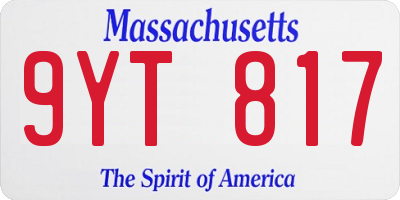 MA license plate 9YT817