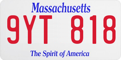 MA license plate 9YT818