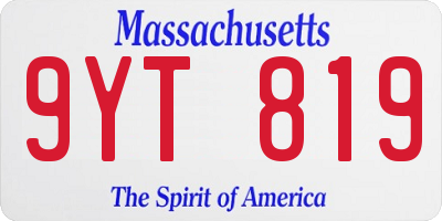 MA license plate 9YT819