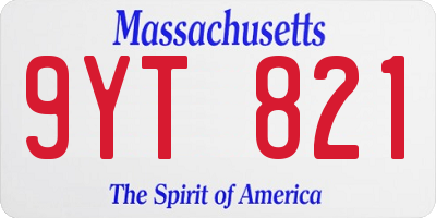 MA license plate 9YT821