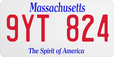 MA license plate 9YT824