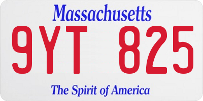 MA license plate 9YT825