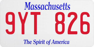 MA license plate 9YT826