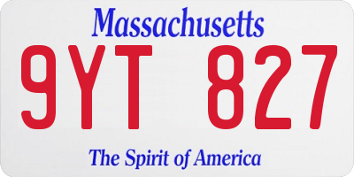 MA license plate 9YT827