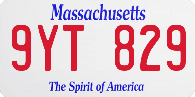MA license plate 9YT829