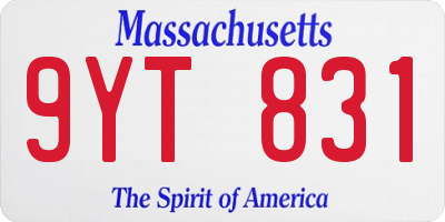 MA license plate 9YT831