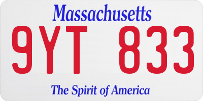 MA license plate 9YT833