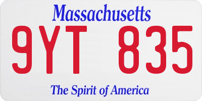 MA license plate 9YT835