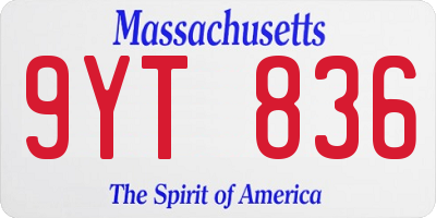MA license plate 9YT836