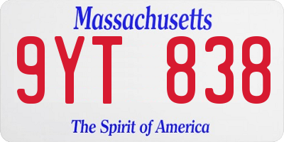 MA license plate 9YT838