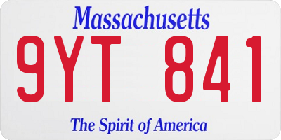 MA license plate 9YT841
