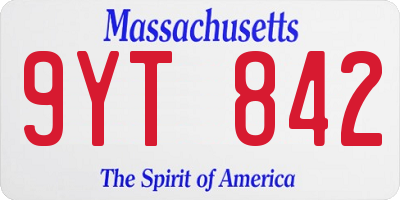 MA license plate 9YT842
