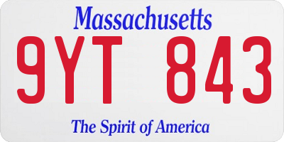 MA license plate 9YT843