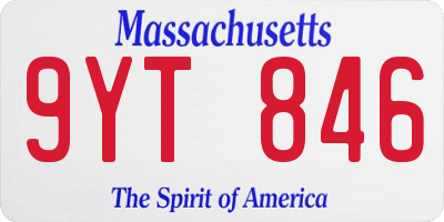 MA license plate 9YT846
