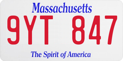 MA license plate 9YT847