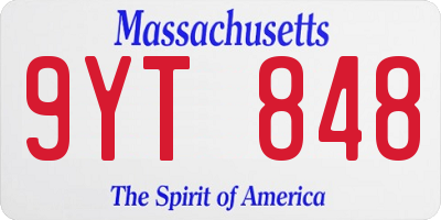 MA license plate 9YT848