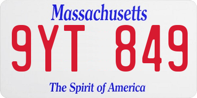 MA license plate 9YT849
