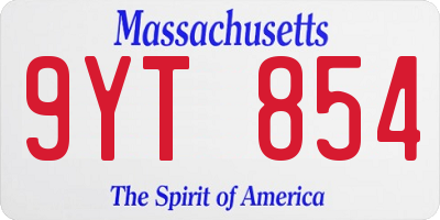 MA license plate 9YT854